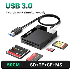 Lecteur de carte mémoire Ugreen 4 en 1 USB 3.0 Micro SD SD TF CF MS Carte Compact Flash pour Ordinateur PC OTG