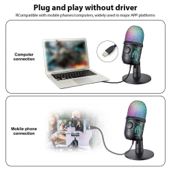 Microphone Gaming de bureau USB à condensateur