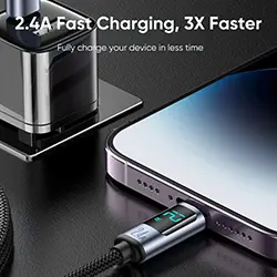 Cable de charge USB-A vers lightning iphone Joyroom S-AL012A16 2.4A LED Display 1.2m