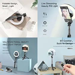 Trepied Baton Perche à Selfie 80cm YESIDO SF12 avec Anneau Lumineux LED en alliage d'aluminium