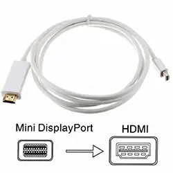 Câble Adaptateur Convertisseur Mini Displayport DP mâle Thunderbolt vers HDMI mâle 1080P 1.8m