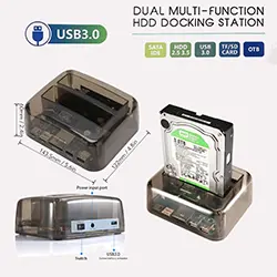 Station d'accueil Dockstation Docking Dual HDD 3.5″ 2.5″ SATA IDE USB 3.0 S8