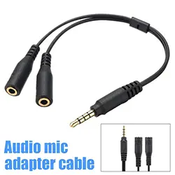 Adaptateur séparateur répartiteur Audio Stéréo Jack AUX 3.5mm 4p vers 2 x AUX 3p Microphone et casque