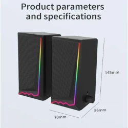 Haut parleur Baffle Filaire AUX Jack 3.5mm USB RGB SD162 pour ordinateur de bureau PC