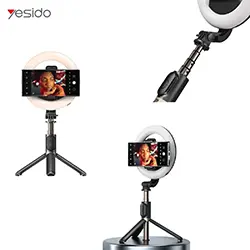 Trepied Baton Perche à Selfie 80cm YESIDO SF12 avec Anneau Lumineux LED en alliage d'aluminium