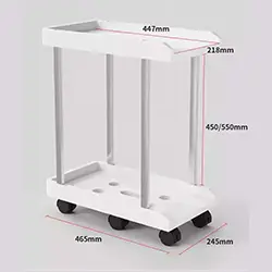 Support unité centrale sur 2 niveaux avec 6 Roues 036GSC218WH-6W - Blanc