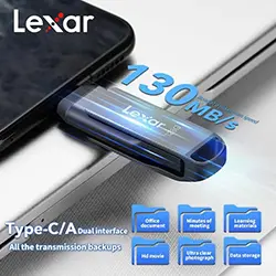 Clé USB Flash disque Lexar D400 Dual type-c type-a USB 3.1 130MB/s 64GB 128GB