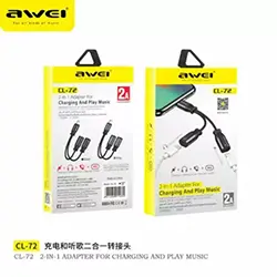 Awei CL-72 Adaptateur 2 en 1 Lightning Male vers Lightning femelle pour charge et audio pour iphone