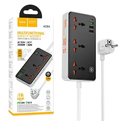 Multiprise Rallonge Multifonction 3 x Prise + 3 x USB QC3.0 + 1 x Type-C PD 30W HOCO AC8A