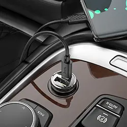 Chargeur AUTO 30W Type-c PD + USB QC3.0 HOCO Z53A + Cable USB-C Vers Lightning Iphone 1m
