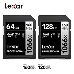 Lexar 1066X carte mémoire SD SDXC UHS-I Professionnelle 64GB 128GB pour appareil photo numérique 4K
