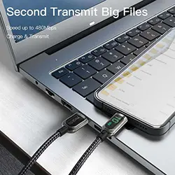 Cable USB-A Vers Lightning iphone de Données et Charge 2.4A avec affichage Puissance LED 1.2m YESIDO CA84