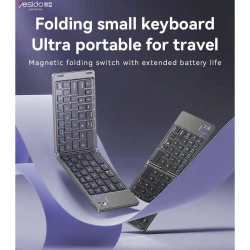 YESIDO KB27 Clavier Portable sans-fil Bluetooth 5.0 Pliable Rechargeable Pour ANDROID IOS PC