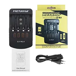 Chargeur de pile Batterie METAMA Lii-NL4 pour pile rechargeable AA AAA 9V Ni-MH Ni-Cd