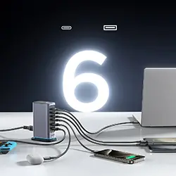 Station de charge Multi-Port GaN 65W 4 x USB-C + 2 x USB-A Joyroom JR-TCM02 1.5m