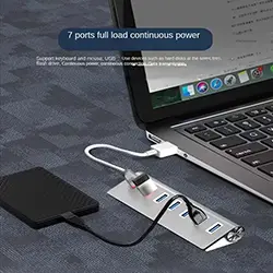 Hub USB 3.0 5Gbps HI-Speed 7 Ports USB en aluminium pour PC portable, MacOS