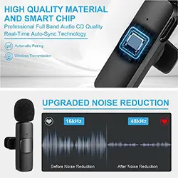 Double Microphone Lavalier cravate sans-fil K9 multi-plateforme Lightning iphone Type-c Micro USB