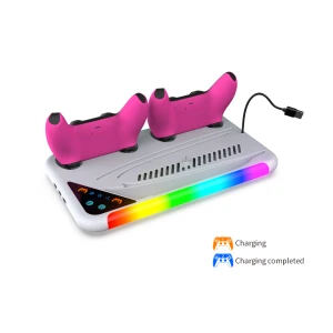 Dobe TP5-3557D Support Docking RGB pour PS5 / PS5 Slim Manette avec ventilateur de refroidissement