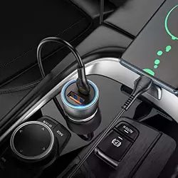 Chargeur AUTO de voiture HOCO NZ8 Sprinter 43W Double port PD25W + QC3.0 + Cable type-c vers lightning iphone 1m - Marron