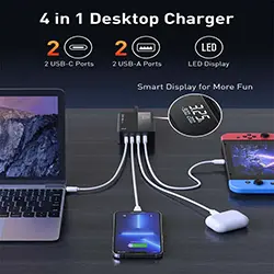 Chargeur LDNIO A4809C 100W GaN 4 Port USB QC4.0 Type-c PD pour smartphone LAPTOP
