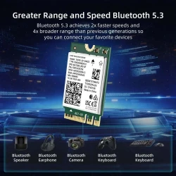 Carte Adaptateur sans fil WiFi 6E Intel AX210NGW Bluetooth 5.3 2.4G/5G/6GHz 802.11AX