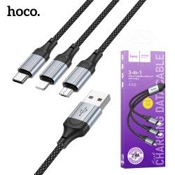 HOCO X102 Câble de charge 3 en 1 USB vers Lightning / USB‑C / Micro‑USB