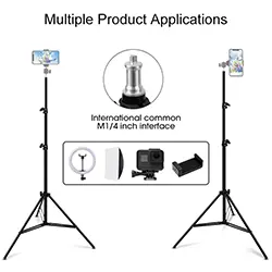 Trepied Support 2.1m Universel avec tête à vis 1/4 pour caméra, Lampe, Flash, appareil photo, Niveau laser