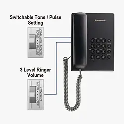 Téléphone FIXE filaire PANASONIC KX-TS500MX - Noir