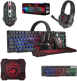 Kit Combo Gaming Scorpion Marvo CM370 4 en 1 Souris Clavier Casque Tapis