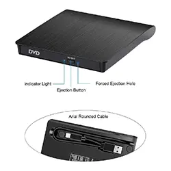 Lecteur Graveur DVD-RW CD-RW Externe USB 3.0 et Type-c pour Windows 11, 10, 8, 7, XP, Vista, Linux, Mac OS