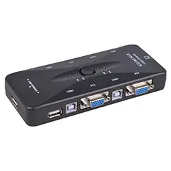 Switch KVM VGA USB 2.0 4 Ports pour partage clavier, souris, moniteur d'ordinateur
