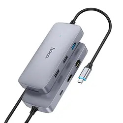 HUB 8 en 1 HOCO HB32 PD100W Type-c USB-C to HDMI + RJ45 + SD/TF + 1 * USB 3.0 + 2 * USB 2.0 + Type-c PD