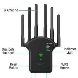 Répéteur WiFi U13 1200Mbps – Amplificateur de Signal Sans Fil Double Bande 2.4G & 5.8G avec 6 Antennes