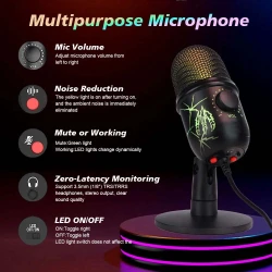 Microphone Gaming de bureau USB à condensateur
