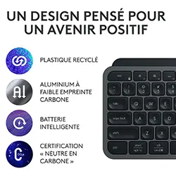 Logitech MX Keys S Clavier sans Fil Bluetooth Rechargeable USB-C Rétroéclairé AZERTY Français