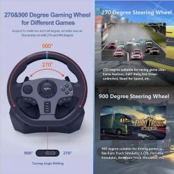Volant de course jeux PXN V9 270°/ 900° Avec Pédales et Levier de Vitesse Pour PC / PS3 / PS4 / XBOX Series X|S, Xbox One, Switch