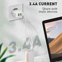 Chargeur LDNIO A3312 Triple USB 5V/3.4A 17W pour iphone Samsung Android + Cable Micro USB 1m