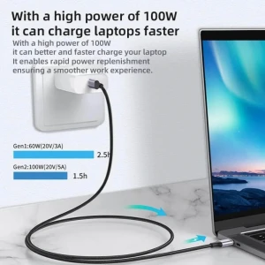 Câble extension USB-C Type-C Thunderbolt 3 10Gbps USB 3.2 Gen2 100W 5A 4K UHD - 1m