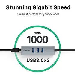 Adaptateur Ethernet USB-C Type-c vers RJ45 1000Mbps + 3 x USB 3.0 CABLETIME