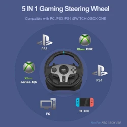 Volant de course jeux PXN V9 270°/ 900° Avec Pédales et Levier de Vitesse Pour PC / PS3 / PS4 / XBOX Series X|S, Xbox One, Switch