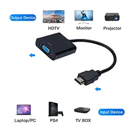 Adaptateur Convertisseur HDMI vers to VGA 1080p avec Cable Audio et Alimentation