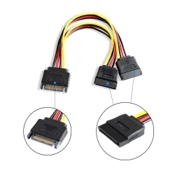 Câble Alimentation Rallonge extension SATA mâle vers double femelle 20cm