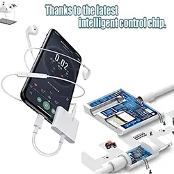 Adaptateur 2 en 1 Lightning Iphone vers Audio AUX 3.5mm Prise casque + Charge Lightning Iphone