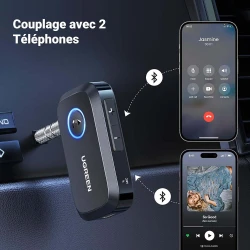 Récepteur Bluetooth 5.3 AUX 3.5mm UGREEN pour Voiture, haut-parleurs, Audio, mains libres