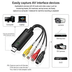 Adaptateur convertisseur USB 2.0 Pro Easycap pour vidéo TV DVD VHS pour PC, caméra de vidéo surveillance