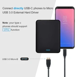 Câble Type-c USB-C mâle Vers USB 3.0 Micro B mâle disque dur externe - 1m