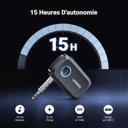 Récepteur Bluetooth 5.3 AUX 3.5mm UGREEN pour Voiture, haut-parleurs, Audio, mains libres