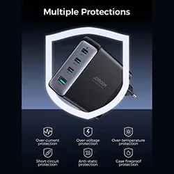 Chargeur GaN Ultra Joyroom JR-TCG04EU 100W 3x USB-C USB-A + cable USB-C vers USB-C 1.2m