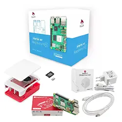 Kit Complet Starter Raspberry Pi 5 Officiel 4GB avec alimentation officiel 27W,  boitier officiel, Micro SD 32GB et cable Micro HDMI-HDMI