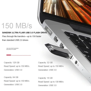 Flash disque SanDisk Ultra flair USB 3.0 64GB 128GB 150Mb/s